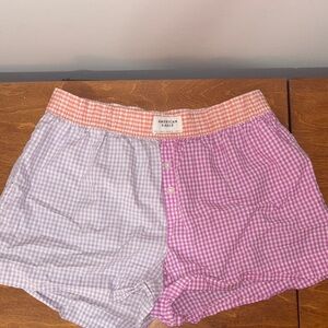 American Eagle Orange and Lavender Gingham Shorts